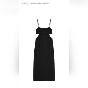 Zqra Elegant Black Cutput Embroidered Dress